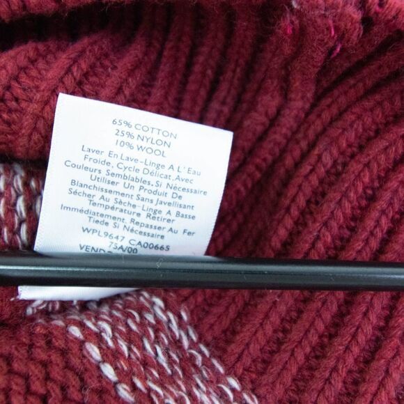 Eddie Bauer Turtleneck Striped cotton blend Sweater, Burgundy M - Picture 10 of 10